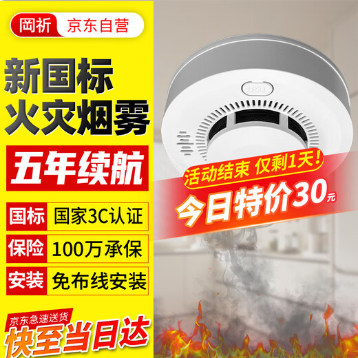 Gangqi Smoke Alarm Smoke Detector National Standard 3C Certified Smoke Alarm Battery Probe Wireless Fire Special Commercial Household Independent Fire Detection Sensor