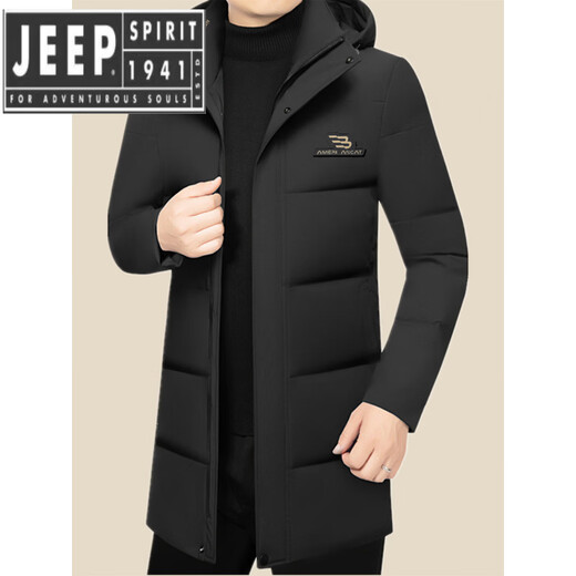 JEEP SPIRIT Jeep Spirit Down Jacket for middle-aged men, fashionable and casual, mid-length, thickened milk silk five-proof jacket, navy blue 3XL 190 (165-180Jin Jin equals 0.5kg)