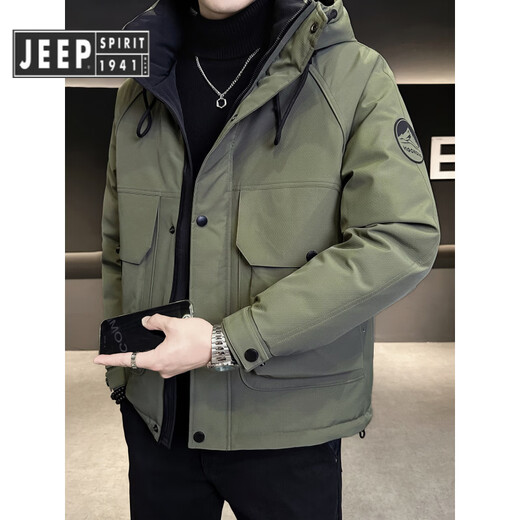 JEEP SPIRIT Jeep Down Jacket Men's Winter Thickened 2025 New Style Short Large Size Winter Outdoor Charge. Jacket Workwear Purple M