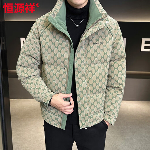 恒源祥羽绒服男款冬季2026新款潮牌时尚感痞帅加厚保暖防寒服外套男 咖啡色 L
