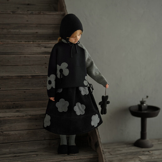 Yantaijia children's clothing girls skirt corduroy cotton skirt winter new children's warm plus velvet mid-length skirt black 80