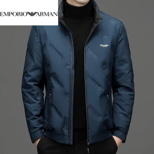EMPORIO ARMANI阿玛尼羽绒服男士保暖立领上衣冬季新款男装商务休闲潮流白鸭绒轻 绿色 XL 180 建议体重130-150斤