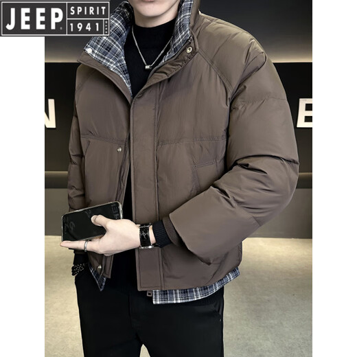 JEEP Jeep искусственный пуховик из двух частей, мужской утепленный зимний 2026, новая морозостойкая одежда, теплая зимняя куртка, мужская мода, черный XL