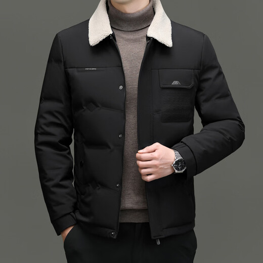 MAGIOPY light luxury high-end brand men's down jacket 2026 winter new product young and middle-aged fashion casual short lamb wool khaki 2XL 185