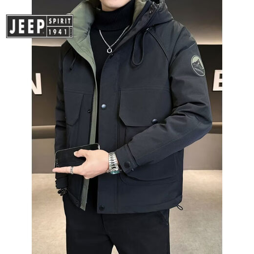 JEEP SPIRIT Jeep Down Jacket Men's Winter Thickened 2025 New Style Short Large Size Winter Outdoor Charge. Jacket Workwear Purple M