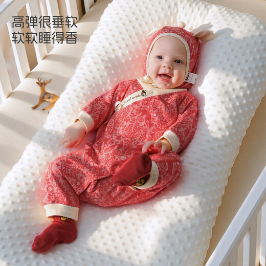 Aqpa Forest Secret Newborn Baby Long Sleeve Jumpsuit Spring and Autumn Baby Harness Forest Secret Red 66cm
