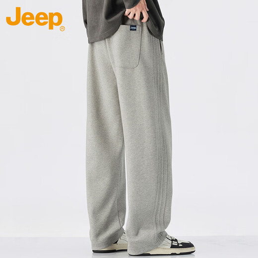 JEEP Jeep Pantalones Casuales Pantalones Rectos Sueltos de Primavera y Otoño para Hombres Pantalones Deportivos con Cordones de Moda para Hombres Color Avena 32