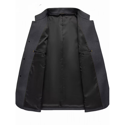 KBXNG Jinba middle-aged men's jacket high-end Chinese style spring and autumn business casual stand collar men's dad wedding banquet tunic gray M 170