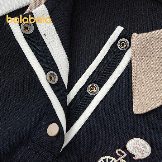 BALABALA children's clothing boys' long-sleeved T-shirt children's spring tops big children's color-blocked bottoming shirt raglan sleeve fashion blue and white tone 00381 130