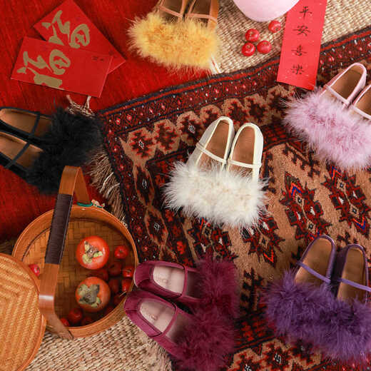 UTOUTO Big Ear Elephant Girls' Furry Velvet Shoes 2025 Winter New Style Baoer Girls Fashion Shoes 2502029 Pink 23 Inner Length 15.5cm