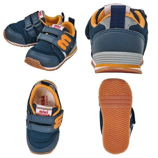 MIKIHOUSE children's shoes Mickey House sneakers m logo shoes (13cm-21cm) Japan direct mail Navy x Yellow (52) 13cm