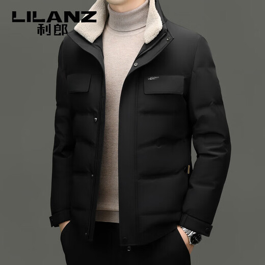 LILANZ Thickened Warm Fur Collar Down Jacket Men's 2025 Winter High-end Business Casual Stand Collar Jacket Men's Black 4XL 195