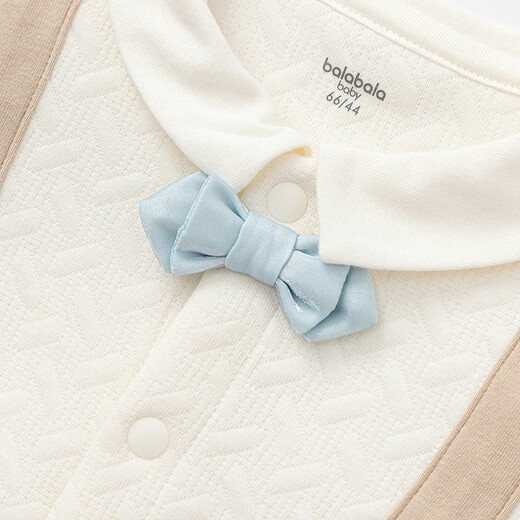 BALABALA Shopping mall same style BALABALA children's clothing baby jumpsuit 2026 new spring baby crawler suit fake two pieces white coffee color 00315 66cm