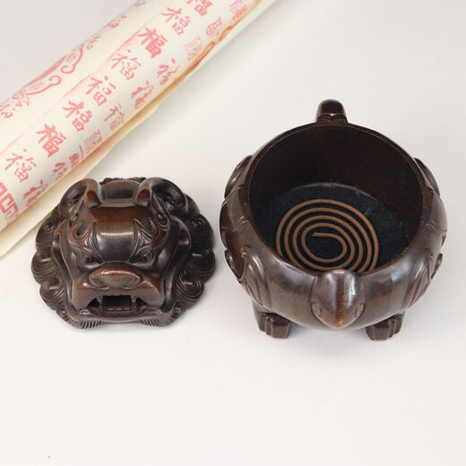 Shantou Lincun pure copper Suan Ni incense burner household tea ceremony ornaments imitation antique copper stove hair style stove