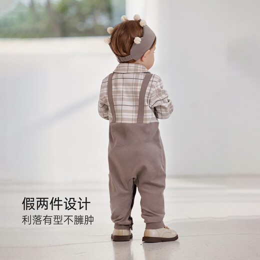 Babylove Anxinrou baby jumpsuit spring and autumn pure cotton long-sleeved fake two-piece western style gentleman style harem clothes crawling suit