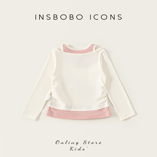 INSBOBO girls T-shirt 2026 spring new style baby style children's clothing children's clothing tops spring and autumn bottoming shirt off-white 80