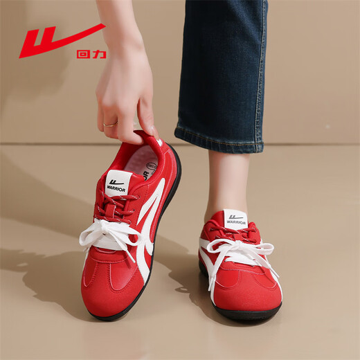 Warrior moral training shoes women's 2026 spring new sneakers women's popular Forrest Gump shoes retro sports students versatile casual shoes red and white 39