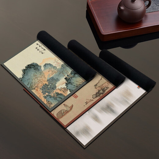 TIMECARE tea towel large thickened tea mat tea towel teacup tea mat absorbent tea towel painted Zen tea cloth special tea tablecloth wipe flat boat 60x27cm technical leather quickly absorbs water