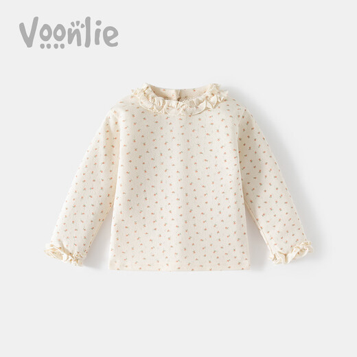 Fanhunting girls long-sleeved T-shirt spring 2026 new style children's lace collar bottoming shirt baby top spring and autumn off-white 80 cm