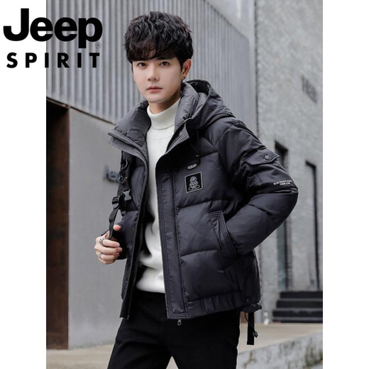 JEEP Jeep Международный бренд-пуховик Мужская зима 2025 Новая толстая молодежная теплая куртка на утином пуху с капюшоном черного цвета L
