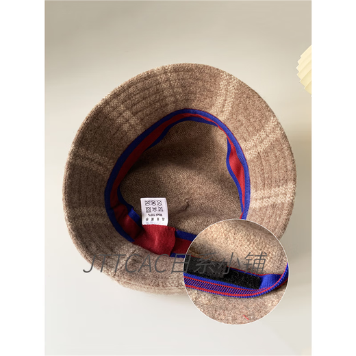 JTTCAC Japanese Retro Plaid Bailey Fisherman Hat Women's Autumn and Winter Temperament Woolen Basin Hat Showing Face Small Warm Baotou Hat Khaki 55-58cm (adjustable)