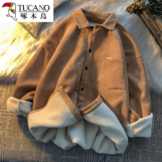 Woodpecker thickened velvet shirt for women, Korean version, loose, stylish, age-reducing, fashionable for fat girls, versatile, super popular, trendy clothes, gray S, suitable for 85-Jin Jin is equal to 0.5 kg