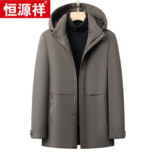 Hengyuan Xiangnik мужская норковая шуба, шапка со съемным воротником-подкладкой, многофункциональная теплая куртка на гусином пуху, коричневая L 175