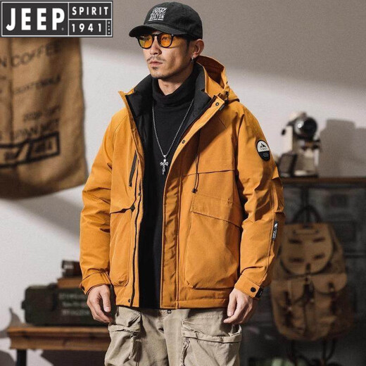 JEEP吉普派克羽绒服男士保暖冬季2026新款加厚户外工装冲锋衣外套男装 绿色 XL 【建议145-160斤】