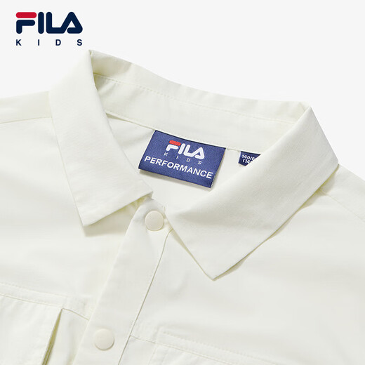 FILA Children's Clothing Shirt 2025 Autumn New Men's Breathable Dry Sports Long-Sleeved Top Milk Cover White-IV 140