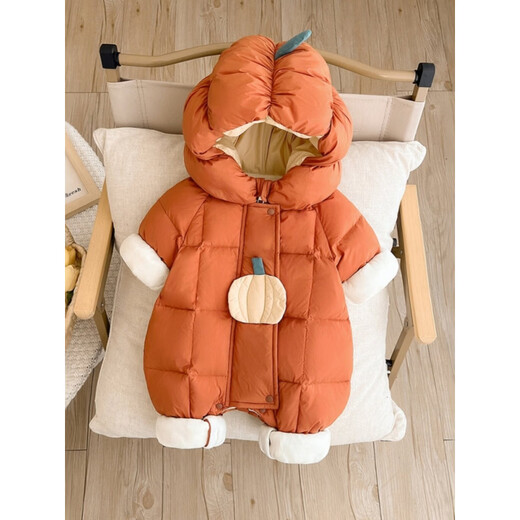 Disney baby down jacket autumn and winter jumpsuit winter born baby travel clothes winter newborn clothes winter thickened orange 66cm