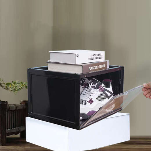 Yusenyi Transparent Shoe Box Storage Box Side Opening Sneaker Anti-Oxidation Magnetic Shoe Cabinet Shoe Display Box Shoe Wall Side Opening Magnetic + Transparent X1 Pack 36x28x22cm