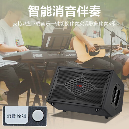 Thunderbolt's new dual T8-inch professional sound card audio roadshow high-power mobile outdoor karaoke electric blowpipe saxophone acoustic guitar playing and singing live audio dual 8-inch playing and singing box + rechargeable wireless microphone + pulley bag + stand