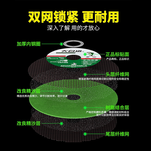 Great White Shark cutting disc 100 angle grinder polished stainless steel ultra-thin saw blade resin grinding wheel disc metal grinding disc Great White Shark 105 green 800 pieces/angle grinder special