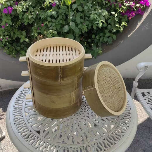 Yusenyi all-bamboo green leather glue-free handmade small steamed bun rack deepens and heightens the bamboo steamer tableware basket household steamer bamboo steamer outer diameter 45 cm 1 cage 1 cover (steaming cloth included)