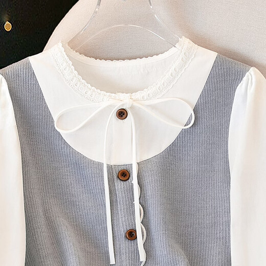 Sibaishe Contrast Color Splicing Shirt Women's 2026 Spring New Style Fashion Long Sleeve Slim Fit Shirt