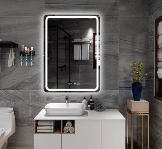 DYQTled Smart Mirror Touch Screen with Light Bathroom Mirror Anti-fog Bathroom Wall Mounted Cosmetic Mirror Bathroom Illuminated Mirror Horizontal Hanging or Customized Size Please Specify (Remarks) 400x600 mm