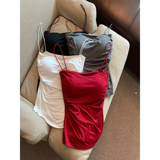 Camisole women's summer beautiful back bra all-in-one sexy hot girl trend with breast pads for inner wear and outer wear tube top, red, one size fits all, 75-125
