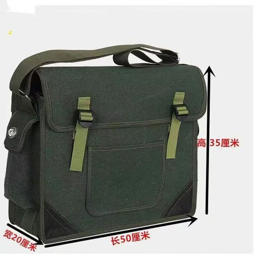 Vinoa hardware tool bag canvas large carpentry tool bag multi-functional wear-resistant labor protection tool bag water and electricity tool bag military green extra large with compartment 50*20*35