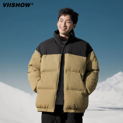 Viishow2025 new winter style short down jacket for men and women, stand collar, warm, fashionable and popular, brown S