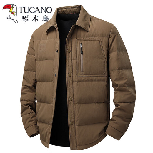 啄木鸟（TUCANO）85鹅绒服男翻领夹克冬装新款商务休闲轻薄保暖防寒鹅绒外套 卡其色 M 170