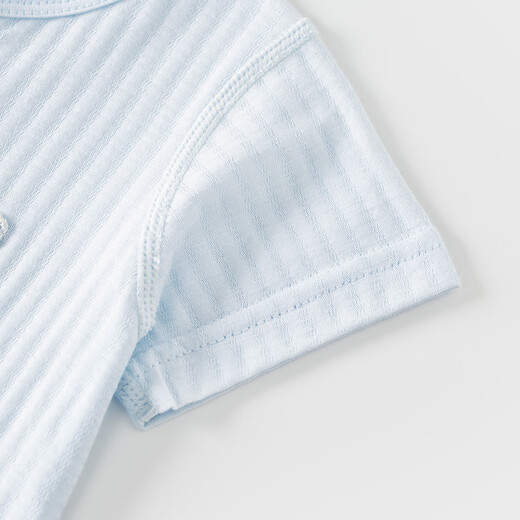 Tongtai (TONGTAI) baby short-sleeved jumpsuit summer pure cotton baby clothes for boys and girls, romper pajamas, jacquard summer clothes, blue 66cm