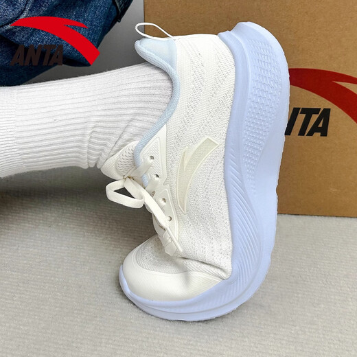 ANTA (ANTA) Women's Walking Shoes Blue Student Lightweight Breathable C37 Soft Sole Comfortable Winter New Casual Sports Running Shoes -3 Ivory White/Mist Light Purple 35.5