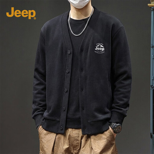 JEEP Jeep American trendy brand classic button cardigan men's spring new heavyweight wide and stylish top youth sweatshirt
