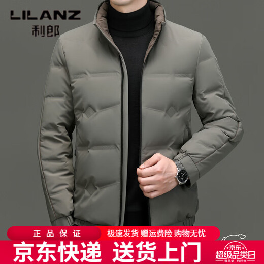 利郎（LILANZ）冬季立领羽绒服男士休闲短款外套中年白鸭绒修身加厚保暖男装上衣 黑色 L