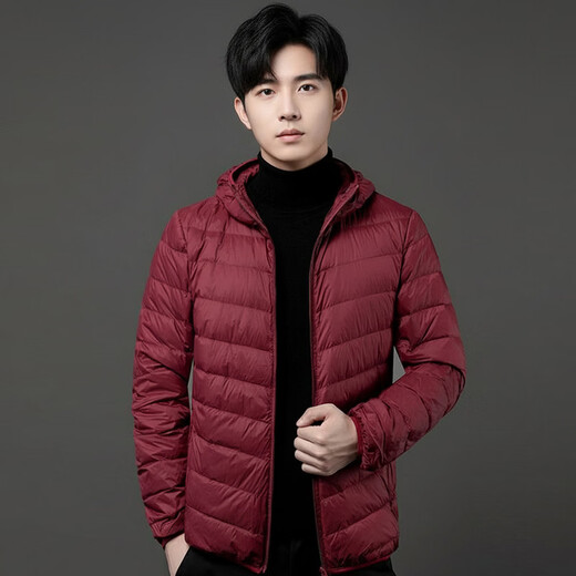 Jeanswest Jeanswest Мужская повседневная теплая пуховая куртка с капюшоном 2026 Весенняя новая простая однотонная пуховая куртка LR Светло-серая 2020 M 160/88A