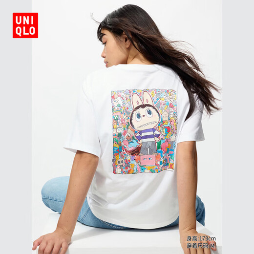 UNIQLO women's same style parent-child UT POP MART printed short-sleeved T-shirt POP MART 480671 00 white M /160/84A