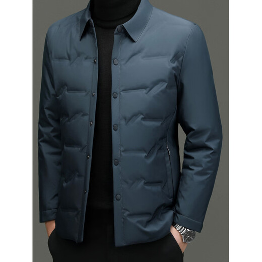 利郎商场同款男士白鸭绒羽绒服秋冬款商务休闲翻领短款轻薄保暖外套男 卡其色 M 170/88