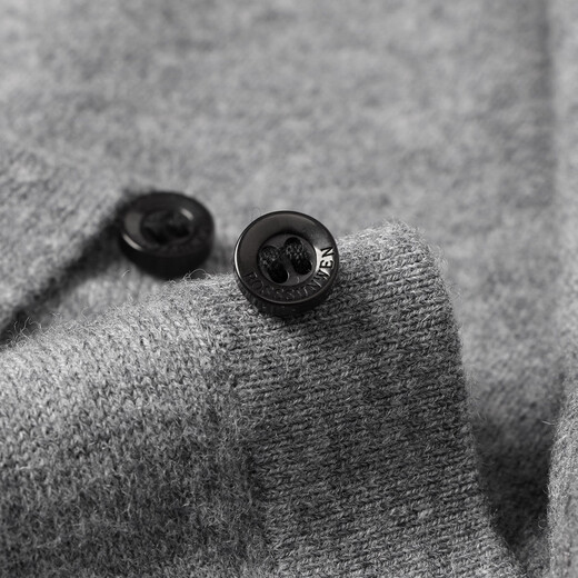 Bosssunwen British style spring recommendation elegant temperament skin-friendly soft lapel T-shirt solid color versatile men's cardigan light gray M