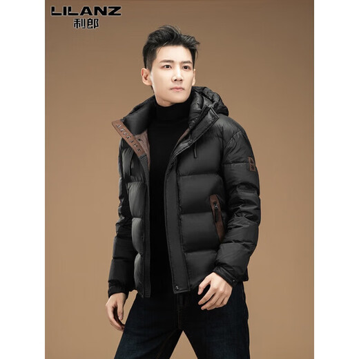 LILANZ Short Down Jacket Men's 2025 Winter Thickened Warm Bread Down Jacket Casual Hooded Jacket for Men and Women Black 2310 Same Style for Men and Women M 90-110Jin Jin is equal to 0.5 kg