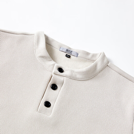 Flying in the snow off the shelves 2025 winter new men's round neck sweatshirt casual sports simple versatile cuffs loose thread design khaki | 7101 M /170/88A